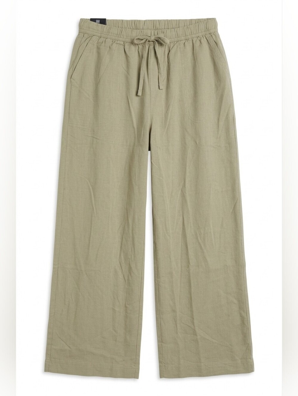 Splendid Beige Drawstring Linen-Blend Wide Leg Flowy Cropped Pants NWT Medium